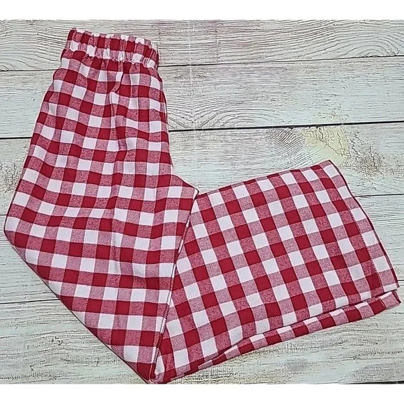 Draper James x Lands End 2pc Flannel Pajama Set Kids Size 8 Red White Check - Picture 5 of 6